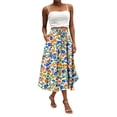 thumbnail image 1 of WTOBBY Women's Bohemian Floral Print Casual Skirt with Secure Side Pocket, Temperament Style Skirt for Everyday Wear Boho Fashion and Music Festivals,Green M, 1 of 4