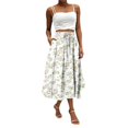 thumbnail image 1 of WTOBBY Women's Bohemian Floral Print Casual Skirt with Secure Side Pocket, Temperament Style Skirt for Everyday Wear Boho Fashion and Music Festivals,White S, 1 of 4