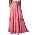 thumbnail image 1 of WTOBBY Women's Bohemian Floral Print Maxi Skirt Elastic Waist High Waist Tie Front Long Skirt Casual Beach Summer Lightweight Flowy Tiered Skirt,Pink M, 1 of 3