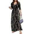 thumbnail image 1 of WTOBBY Women's Bohemian Floral Print V-Neck 3/4 Sleeve Cocktail Dress, Ruffle Detail Party Midi Sundress for Spring Summer Boho Chic Style,Dark Gray XL, 1 of 6