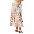 thumbnail image 1 of WTOBBY Women's Bohemian Vacation Style Smocked Floral Maxi Skirt, Summer Beach A-Line Pleated Long Skirt with Waist Cinching, Casual Tube Dress for Resort Wear,White M, 1 of 5