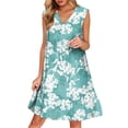 thumbnail image 1 of WTOBBY Women's Breathable V-Neck Vest with Pockets Floral Holiday Dress, Casual Summer Fashion Design, Lightweight and Comfortable for Outdoor Activities and Vacation Wear,Turquoise M, 1 of 5