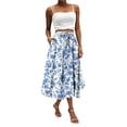 thumbnail image 1 of WTOBBY Women's Casual Bohemian Floral Print Skirt Temperament Pocket Design, Stylish Comfortable Skirt for Women Outdoor Cafes Shopping and Weekend Outfits,Light Blue L, 1 of 4