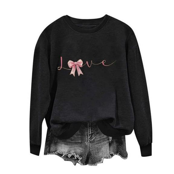 WTOBBY Women's Casual Comfortable Round Neck Long Sleeve Valentine's Day Printed Top Sweatshirt, Fashion Blouse for Ladies Cozy and Festive Wear,Complexion 3XL