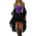 thumbnail image 1 of WTOBBY Women's Casual Elegant Gothic Court Dress for Halloween Featuring Cold Shoulder Neckline, Flutter Sleeves, Irregular Hem, and Solid Color in Soft Chiffon Material ,Purple 2XL, 1 of 7