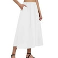 thumbnail image 1 of WTOBBY Women's Casual Fashion Solid Color Big Hem Skirt with Elastic Waist and Loose Side Pockets, Pleated Half-body Design for Everyday Wear, Flowy A-Line Bohemian Style,White 2XL, 1 of 4