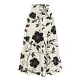 thumbnail image 1 of WTOBBY Women's Casual Floral Print Drawstring Skirt Elastic Waist Maxi Skirt Lightweight Summer Beach Skirt Flowy Tiered Boho Long Skirt with Waist Tie Detail,Khaki M, 1 of 4