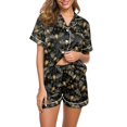 thumbnail image 1 of WTOBBY Women's Casual Halloween Pajama Set Loose Fit Short Sleeve Top with Elastic Waist Shorts Printed Two-Piece Sleepwear Home Lounge Wear Outfit,Dark Green L, 1 of 6