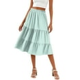 thumbnail image 1 of WTOBBY Women's Casual High Waist Drawstring A-line Solid Color Skirt with Pockets, Flowy Maxi Design for Everyday Wear, Bohemian Style Elastic Waist Skirt,Mint Green M, 1 of 5