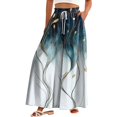 thumbnail image 1 of WTOBBY Women's Casual High Waisted Wide Leg Pants with Pockets Featuring Floral Print, Perfect for Everyday Comfort, Stylish Occasions and Effortless Summer Fashion ,Royal Blue S, 1 of 5