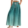 thumbnail image 1 of WTOBBY Women's Casual High Waisted Wide Leg Pants with Pockets Featuring Floral Print, Perfect for Everyday Comfort, Stylish Occasions and Effortless Summer Fashion ,Cyan XL, 1 of 5