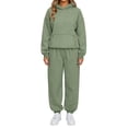 thumbnail image 1 of WTOBBY Women's Casual Hooded Sweatshirt and Wide Leg Pants Tracksuit Set, Comfortable Loose Fit Athletic Wear Two Piece Outfit for Sporty Style,Green S, 1 of 5