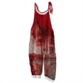 thumbnail image 1 of WTOBBY Women's Casual Jumpsuit in Loose Retro Fit with Halloween Print, Suspenders Made from Cotton and Linen, Comfortable for Daily Activities,Deep Red2XL, 1 of 6