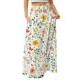 thumbnail image 1 of WTOBBY Women's Casual Leisure Foldable Floral Print High Waist Skirt with Functional Pocket, Draped Relaxed Long Maxi Skirt for Vacation Getaways and Sightseeing,Yellow S, 1 of 5