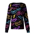 thumbnail image 1 of WTOBBY Women's Casual Long Sleeve Single Breasted Halloween Printed Nurse Uniform Top for Workwear - Comfortable Medical Apparel with Button Front Closure and Daily Use,Black XL, 1 of 4
