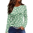 thumbnail image 1 of WTOBBY Women's Casual Loose Fit Floral Print Long Sleeve Hem Slit T-shirt Round Neck Top Fashionable Comfort Wear Soft Material Daily Outfit Essential for US Market Wardrobe,Mint Green XL, 1 of 5