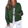 thumbnail image 1 of WTOBBY Women's Casual Neck Long Sleeve Jacket with Pockets, Simple Coat Style for Daily Wear, Versatile and Comfortable Outerwear,Army Green L, 1 of 2
