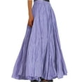 thumbnail image 1 of WTOBBY Women's Casual Pleated Solid Color Maxi Skirt A-Line Floor Length Skirt High Waist Flowy Swishy Long Skirt with Elastic Waist for Bohemian Style,Purple L, 1 of 5