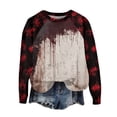 thumbnail image 1 of WTOBBY Women's Casual Raglan Sleeve Sweater Top with Halloween Print, Fashion Long Sleeve Round Neck Design for Cozy Wear, Perfect for Autumn and Casual Styles,Deep Red 5XL, 1 of 4