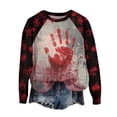 thumbnail image 1 of WTOBBY Women's Casual Raglan Sleeve Sweater Top with Halloween Print, Fashion Long Sleeve Round Neck Design for Cozy Wear, Perfect for Autumn and Casual Styles,Red 3XL, 1 of 4