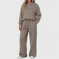 thumbnail image 1 of WTOBBY Women's Casual Round Neck Sweatshirt and Relaxed Fit Sweatpants Set, Breathable Soft Lounge Outfit for Home and Street Wear,Camel XL, 1 of 6