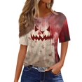 thumbnail image 1 of WTOBBY Women's Casual Short Sleeve Pullover Top with Round Neck, Featuring Bloody Halloween Print for Seasonal Fashion,Perfect for Costume Events, Soft and Stylish Apparel,Vermilion XL, 1 of 5