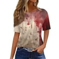 thumbnail image 1 of WTOBBY Women's Casual Short Sleeve Pullover Top with Round Neck, Featuring Bloody Halloween Print for Seasonal Fashion,Perfect for Costume Events, Soft and Stylish Apparel,Khaki XL, 1 of 4