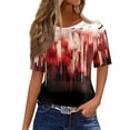 thumbnail image 1 of WTOBBY Women's Casual Short Sleeve Pullover Top with Round Neck, Featuring Bloody Halloween Print for Seasonal Fashion,Perfect for Costume Events, Soft and Stylish Apparel,Black S, 1 of 4