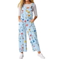 thumbnail image 1 of WTOBBY Women's Casual Sleeveless Jumpsuit with Retro Floral Print, Fashionable Loose Fit Design for Comfortable and Stylish Everyday Wear,Sky BlueM, 1 of 4