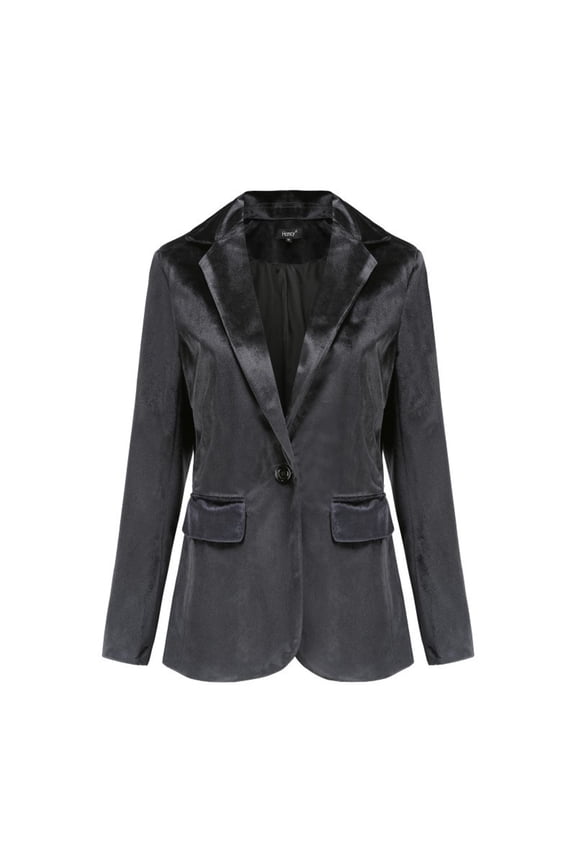 Women's Casual Solid Color Long Sleeve Suit Jacket, Fashion Blazer Style for Office or Daily Wear, Versatile Outerwear,Black 2XL