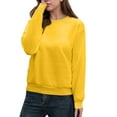 thumbnail image 1 of WTOBBY Women's Casual Solid Color Round Neck Long Sleeve Pullover Top, Fashion Blouse for Ladies Comfortable and Simple with Everyday Style,Yellow 4XL, 1 of 5