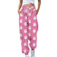 thumbnail image 1 of WTOBBY Women's Casual Sweatpants with Retro Halloween Print High Waist Drawstring Elastic Waist Pockets Long Lounge Pants for Sports and Travel,White M, 1 of 6