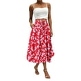 thumbnail image 1 of WTOBBY Women's Casual Temperament Bohemian Skirt with Vibrant Floral Print and Pocket, Everyday Boho Fashion Skirt for Summer Concerts and Market Days,Red XL, 1 of 4