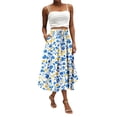thumbnail image 1 of WTOBBY Women's Casual Temperament Bohemian Skirt with Vibrant Floral Print and Pocket, Everyday Boho Fashion Skirt for Summer Concerts and Market Days,Sky Blue S, 1 of 4
