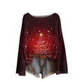 thumbnail image 1 of WTOBBY Women's Christmas Holiday Print Knit Sweater Top, Long Sleeve Round Neck Casual Pullover, Festive Seasonal Tops for Fall and Winter Outfits and Holiday Parties,Deep Red 2XL, 1 of 4