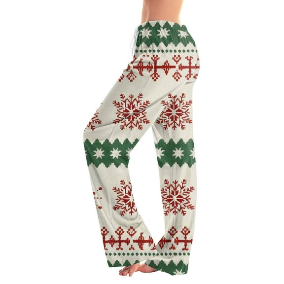 WTOBBY Women's Christmas Print Drawstring Pants, Casual Trousers for Sports and Leisure, Comfortable Long Pants with Holiday Designs, Women's Adjustable Waist for Easy Fit,Mint Green S