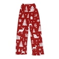 thumbnail image 1 of WTOBBY Women's Christmas Print Flannel Pajama Pants, Cozy and Soft Sleepwear with Holiday Snowflake and Tree Patterns, Casual Home Bottoms for Winter,Vermilion 2XL, 1 of 5