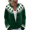 thumbnail image 1 of WTOBBY Women's Christmas Print Knit Cardigan, Cute and Fun Holiday Sweater for Fall and Winter, Long Sleeve Knitted Pullover with Festive Design,Army Green L, 1 of 6