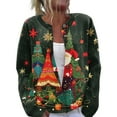 thumbnail image 1 of WTOBBY Women's Christmas Print Knit Cardigan, Cute and Fun Holiday Sweater for Fall and Winter, Long Sleeve Knitted Pullover with Festive Design,Dark Green M, 1 of 6
