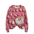 thumbnail image 1 of WTOBBY Women's Christmas Print Knit Sweater, Long Sleeve Pullover with Holiday Designs, Cozy and Fashionable for Seasonal and Casual Wear,Hot Pink M, 1 of 5