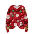 thumbnail image 1 of WTOBBY Women's Christmas Print Knit Sweater, Long Sleeve Pullover with Holiday Designs, Cozy and Fashionable for Seasonal and Casual Wear,Red 2XL, 1 of 5