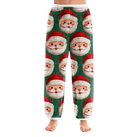 WTOBBY Women's Christmas Print Pajama Pants with Cuffed Bottoms - Festive Holiday Sleepwear and Casual Lounge Pants for Home Wear - Comfortable Straight Leg Design,Green 2XL