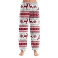 thumbnail image 1 of WTOBBY Women's Christmas Print Pajama Pants with Cuffed Bottoms - Festive Holiday Sleepwear and Casual Lounge Pants for Home Wear - Comfortable Straight Leg Design,Red 2XL, 1 of 6