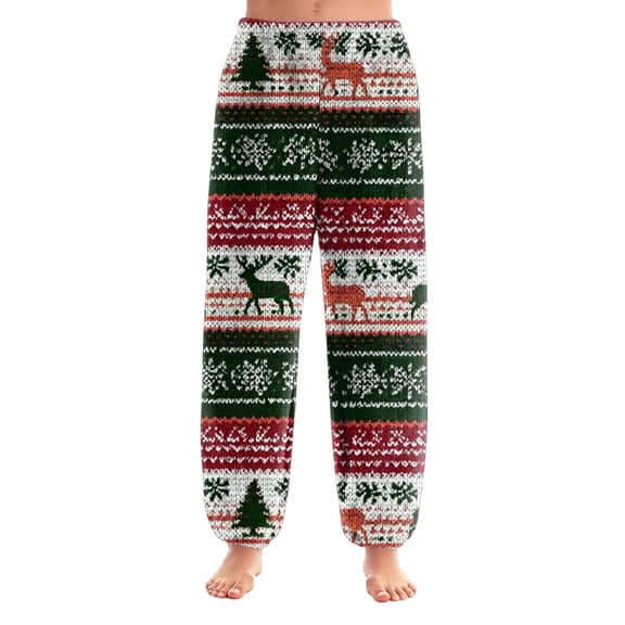 WTOBBY Women's Christmas Print Pajama Pants with Cuffed Bottoms - Festive Holiday Sleepwear and Casual Lounge Pants for Home Wear - Comfortable Straight Leg Design,Turquoise 2XL