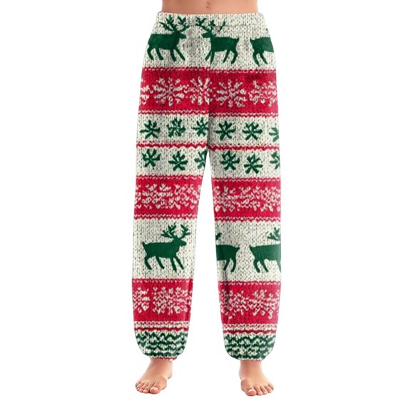 WTOBBY Women's Christmas Print Pajama Pants with Cuffed Bottoms - Festive Holiday Sleepwear and Casual Lounge Pants for Home Wear - Comfortable Straight Leg Design,Watermelon Red 2XL