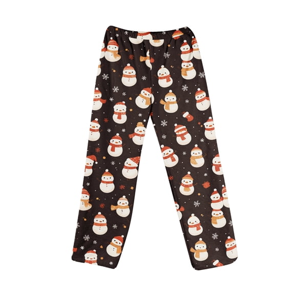 WTOBBY Women's Christmas Print Pajama Pants with Drawstring Elastic Waist - Festive Holiday Sleepwear for Comfortable Home Lounge Wear - Straight Leg Loose Fit Design,Deep Red M