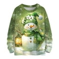 thumbnail image 1 of WTOBBY Women's Christmas Print Wool Sweater, Long Sleeve Pullover with Festive Design, Cozy and Cute Top for Holiday Gatherings and Casual Wear,Army Green M, 1 of 3