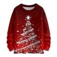 thumbnail image 1 of WTOBBY Women's Christmas Printed Knitted Sweater Top, Long Sleeve Round Neck Casual Pullover, Holiday Themed Yarn Sweater for Women,Deep Red 3XL, 1 of 6