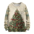 thumbnail image 1 of WTOBBY Women's Christmas Printed Knitted Sweater Top, Long Sleeve Round Neck Casual Pullover, Holiday Themed Yarn Sweater for Women,Light Gray S, 1 of 5