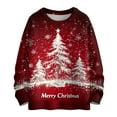 thumbnail image 1 of WTOBBY Women's Christmas Printed Knitted Sweater Top, Long Sleeve Round Neck Casual Pullover, Holiday Themed Yarn Sweater for Women,Red 2XL, 1 of 5